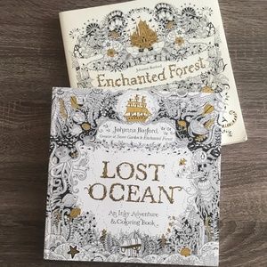 LOST OCEAN and ENCHANTED FOREST Coloring Books